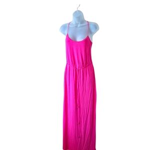 White House Black Market Sari Pink Jersey Maxi Dress W Tie Size S
